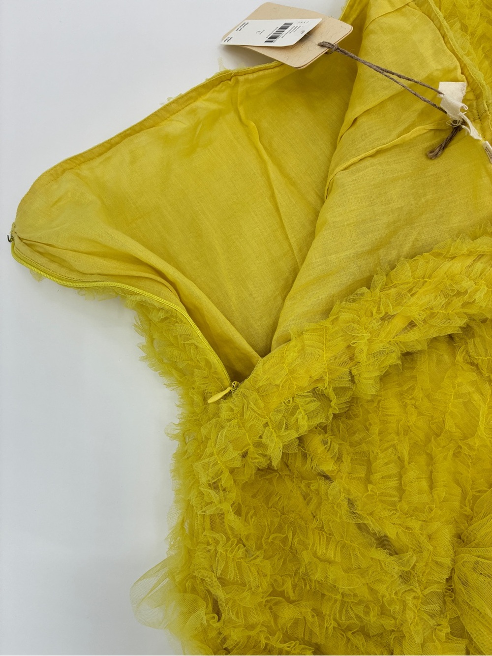Let Me Be Anthropologie Tulle Mini Skirt Preppy Balletcore Chartreuse Large NWT - Picture 9 of 9